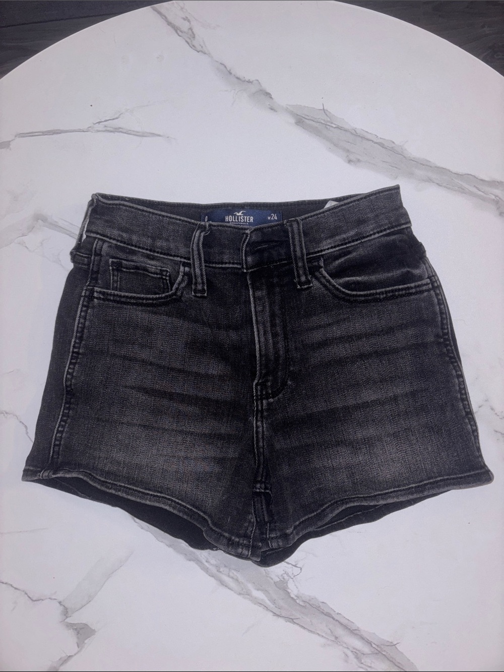 Hollister Faded Black High-Rise Denim Shorts